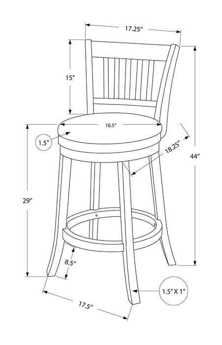 Tabouret bar Rory en tissu de cuir végétalien avec siège pivotant - brun