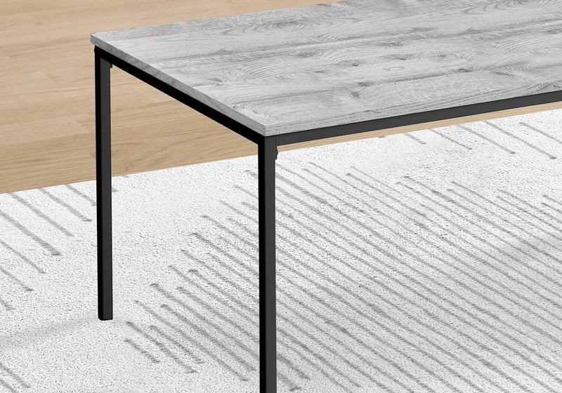 Ensemble 3 tables modernes Easton de 42 po (table à café et 2 tables de bout) - grise avec pattes en métal noir