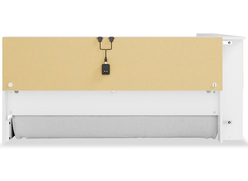 Lit plateforme bibliothèque Wolf pour enfants, blanc - format lit double