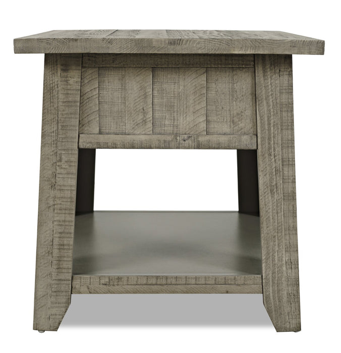 Table de bout rustique Colson de 24 po avec rangement et tablette - bois de grève 