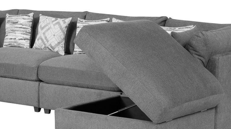 Sofa sectionnel modulaire Evolve de Scott Living 6 pièces en tissu d’apparence lin avec coussins en duvet et plumes - gris anthracite