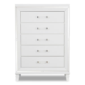 Commode verticale somptueuse Max de 38 po (L) x 54,3 po (H) à 5 tiroirs pour la chambre à coucher - blanche