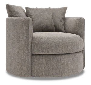 Fauteuil d’appoint pivotant Nest de Sofa Lab personnalisable de 41 po fabriqué au Canada en tissu d’apparence lin -  gris Luna Smoke