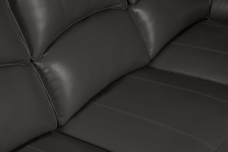 Sofa à inclinaison électrique Chandler de 82 po en tissu d’apparence cuir avec ports USB - gris