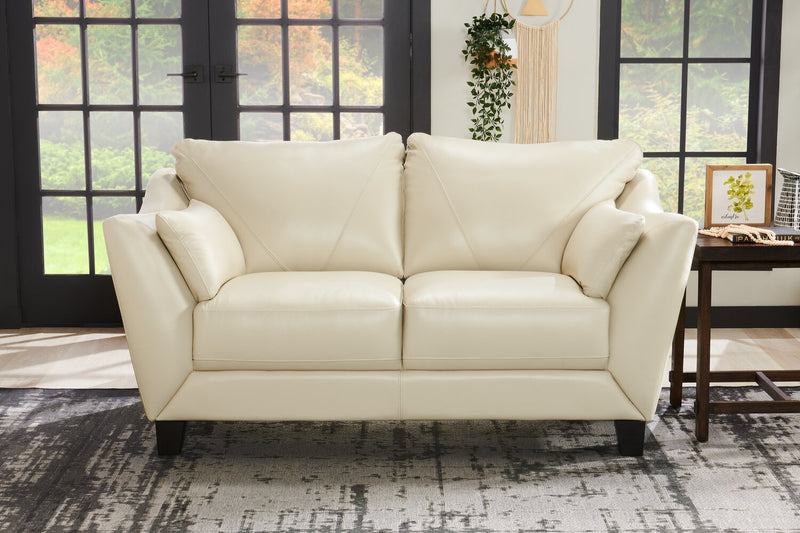 Causeuse Lusso de Château d’Ax de 69 po en cuir véritable à 100 % avec pattes en bois - gris fumée