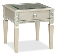 Table de bout somptueuse Tyra de 24 po avec rangement - champagne