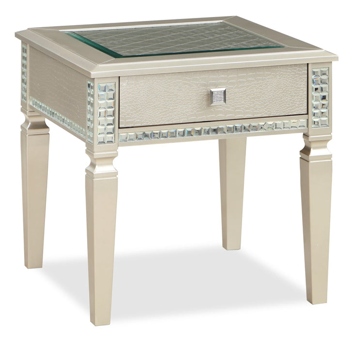 Table de bout somptueuse Tyra de 24 po avec rangement - champagne  
