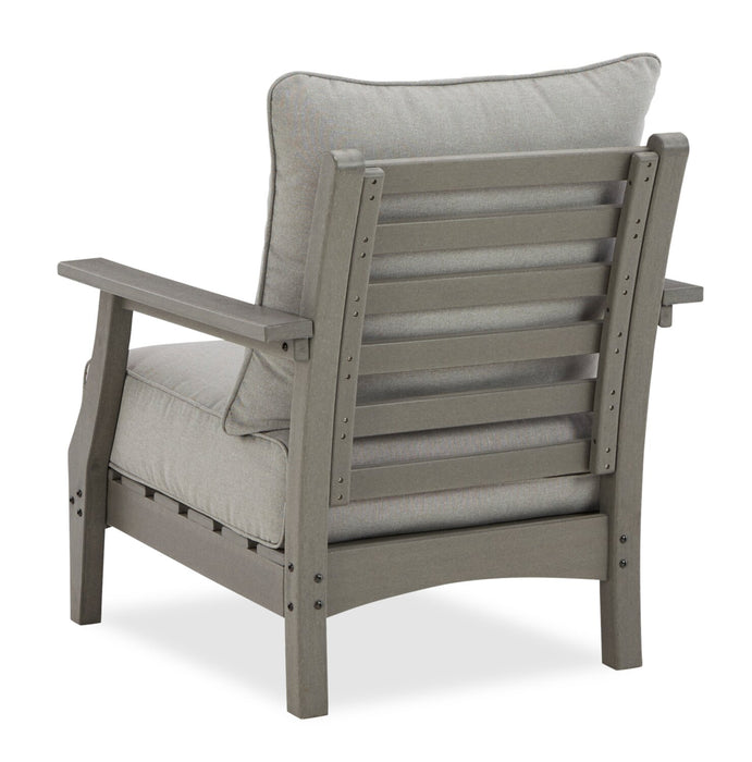 Ensemble de 2 fauteuils Cape pour la terrasse à l’extérieur - plastique à haute densité et tissu Nuvella, résistant aux rayons UV et aux intempéries - gris
