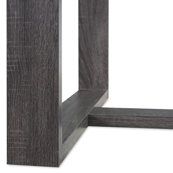 Table à café moderne California de 47,25 po avec dessus en verre - gris vieilli 