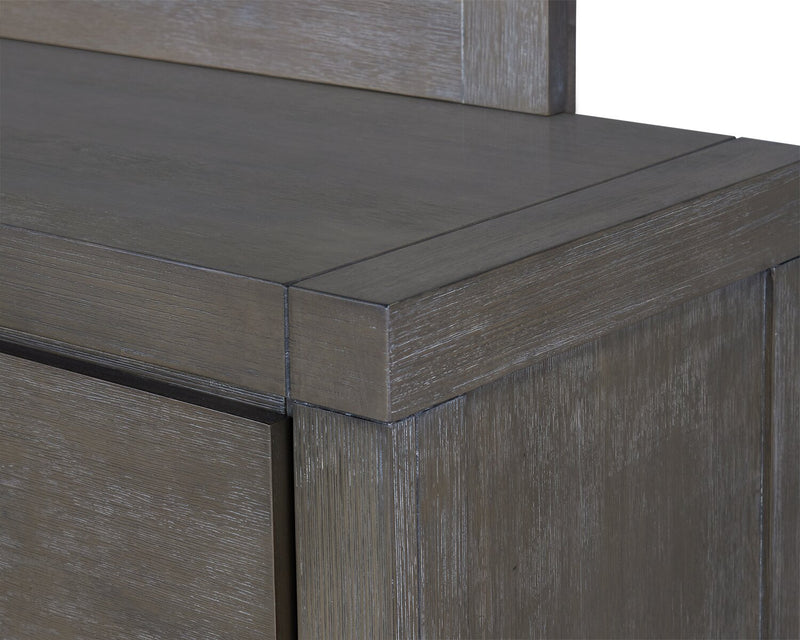 Commode Koda de 60 po (L) x 36 po (H) à 6 tiroirs en acacia pour la chambre à coucher - grise