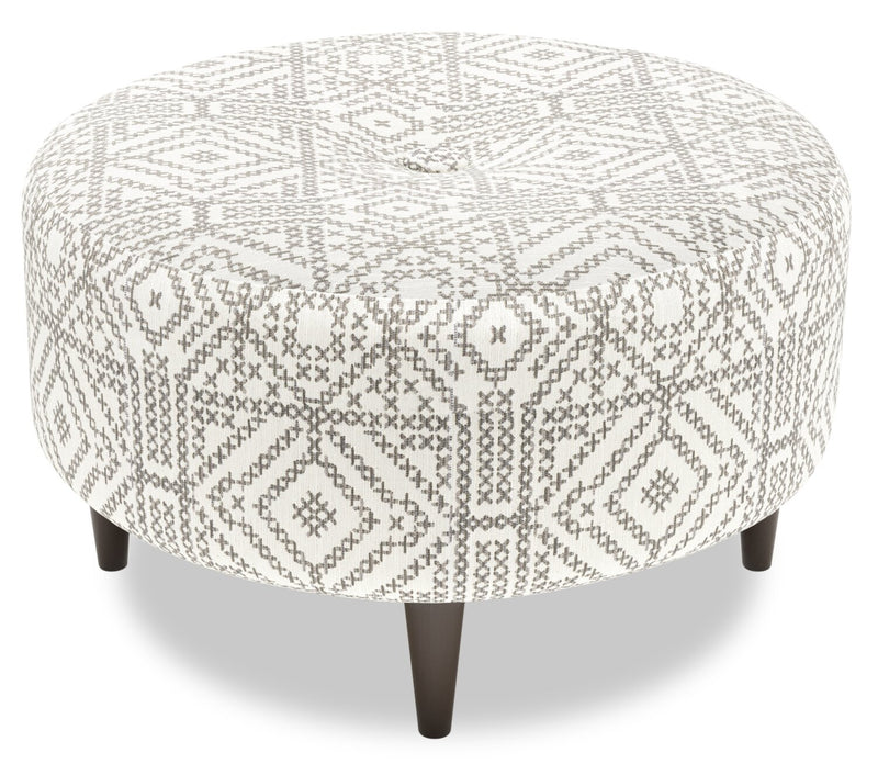 Pouf personnalisable The Curve de Sofa Lab de 31 po fabriqué au Canada en tissu - Greystone multicolore