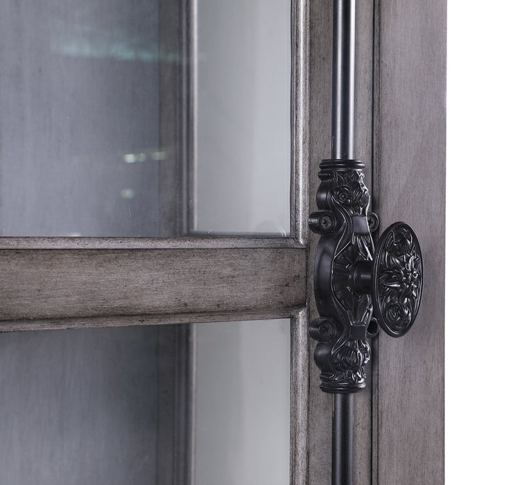 Armoire vitrée Scarlett de 27,5 po avec tablettes en verre - grise