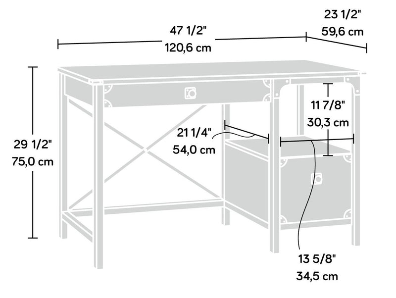 Bureau Lewis de 47,78 po avec 2 tiroirs - chêne carbone 