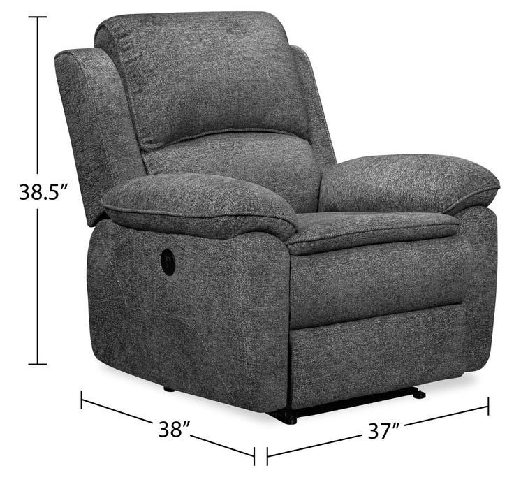 Fauteuil à inclinaison électrique Chandler de 37 po en tissu de chenille - gris