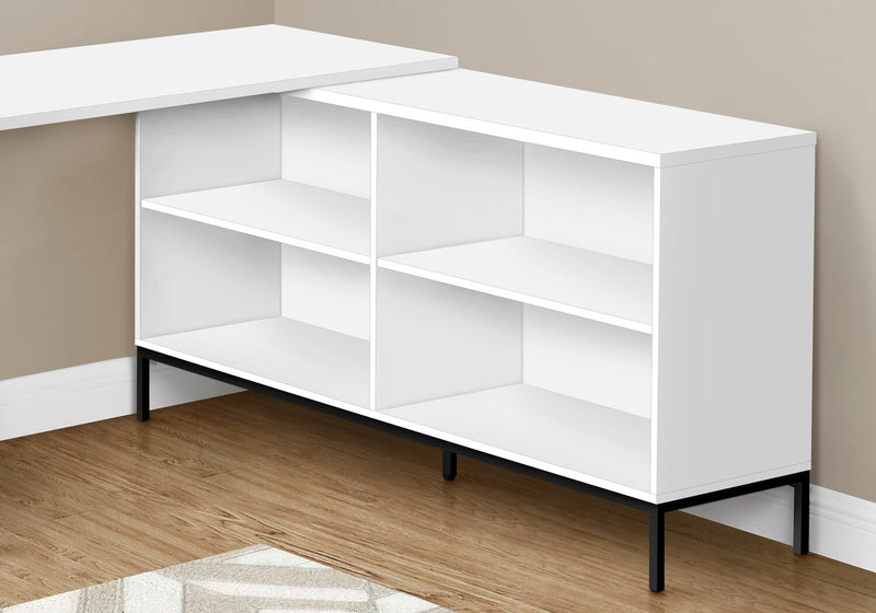 Bureau en forme de L Sean de 60 po à 3 tiroirs et 4 compartiments - blanc