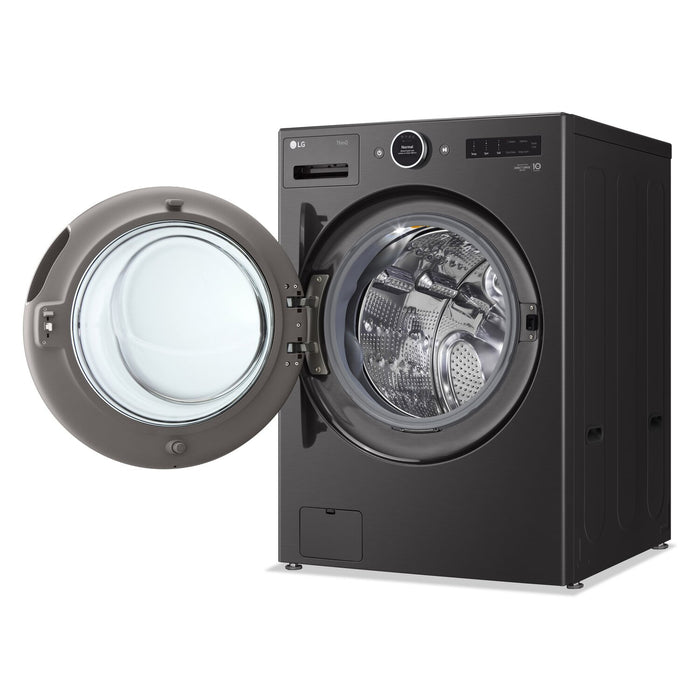 Laveuse à la vapeur intelligente haute efficacité LG à chargement frontal de 5,8 pi³ - acier noir - superposable - WM6700HBA