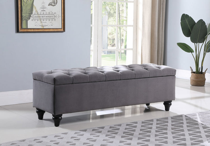 Banc de rangement Sage de 57 po - velours gris