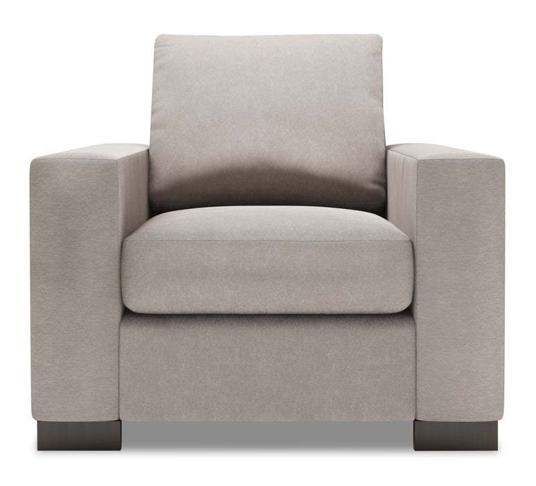Fauteuil Track de Sofa Lab personnalisable de 38 po fabriqué au Canada en tissu d’apparence lin avec accoudoirs rectilignes - gris Pax Slate