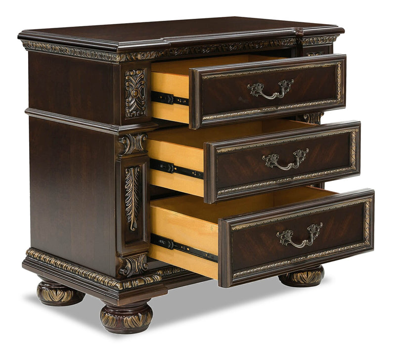 Table de nuit Wynn de 31 po (L) x 29,5 po (H) à 3 tiroirs - brun cerisier