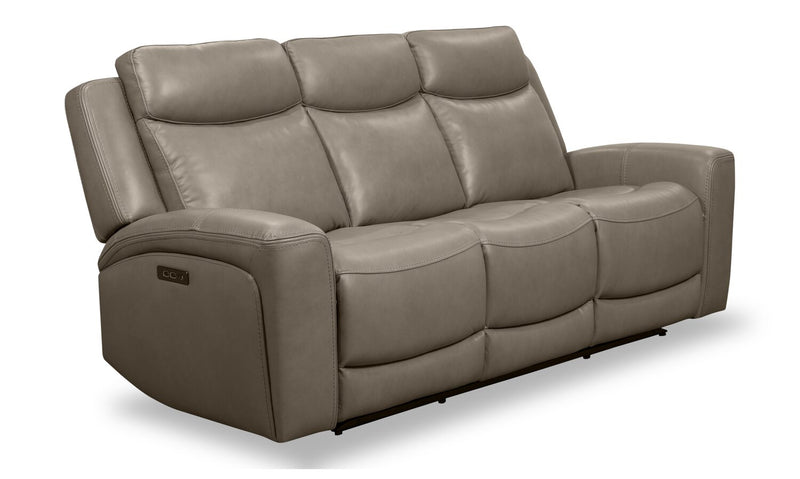 Sofa à inclinaison électrique Prescott de Scott Living de 88,5 po en cuir véritable avec appuie-têtes électriques - gris