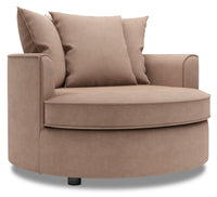  Fauteuil d’appoint enveloppant Sofa Lab de 48 po fabriqué au Canada en tissu d’apparence lin - brun Pax Wicker 