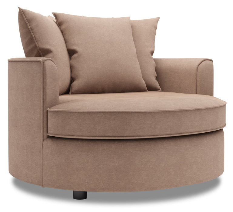 Fauteuil d’appoint enveloppant Sofa Lab personnalisable de 48 po fabriqué au Canada en tissu d’apparence lin - brun Pax Wicker