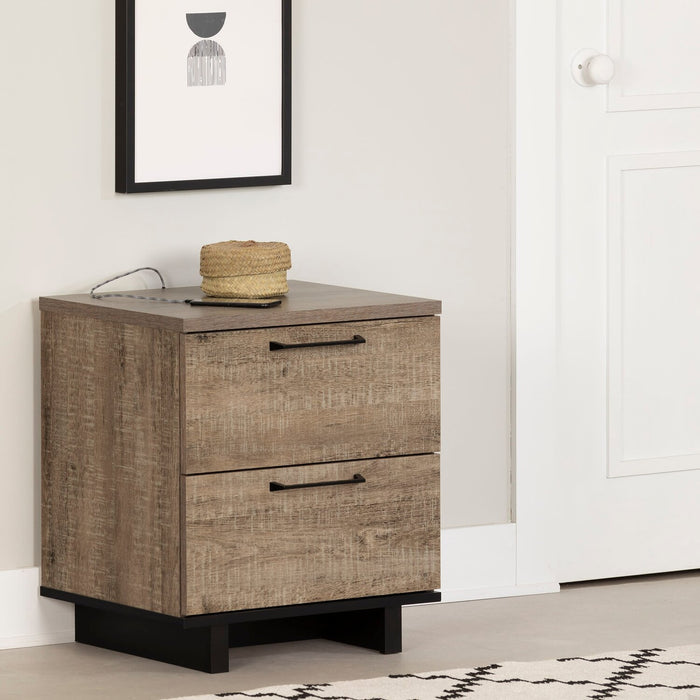 Table de nuit Everley de 19,5 po (L) x 22,5 po à 2 tiroirs avec ports USB - brune