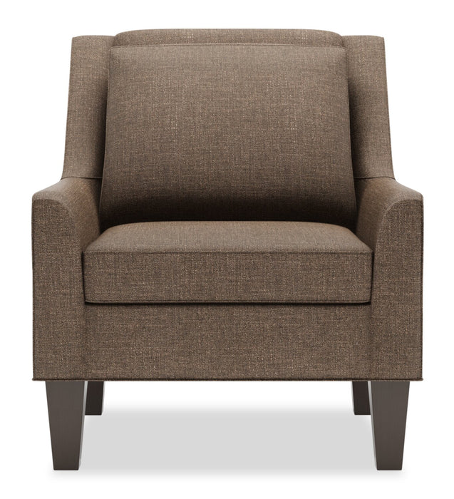 Fauteuil d’appoint club Sofa Lab personnalisable de 29 po fabriqué au Canada en tissu d’apparence lin avec pattes en bois - brun Luna Praline