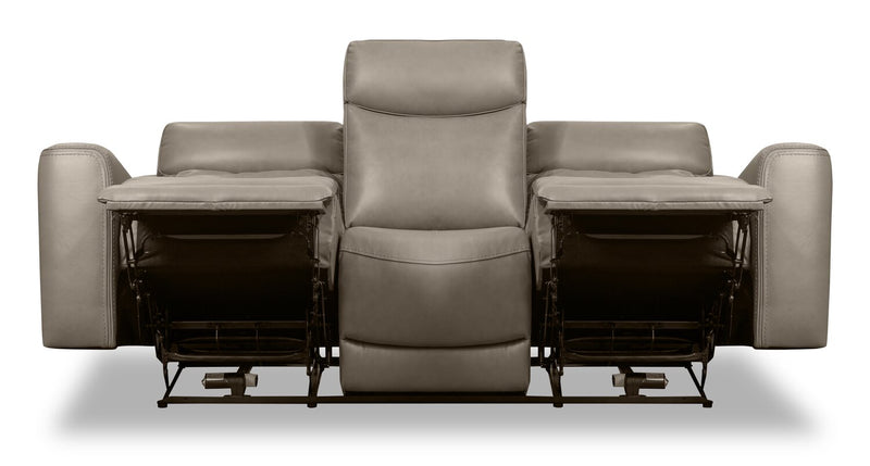 Sofa à inclinaison électrique Prescott de Scott Living de 88,5 po en cuir véritable avec appuie-têtes électriques - gris