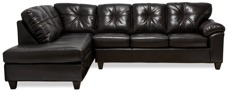 Sofa sectionnel de gauche Addison 2 pièces fabriqué au Canada en tissu d’apparence cuir avec coussins de siège amovibles - mûre
