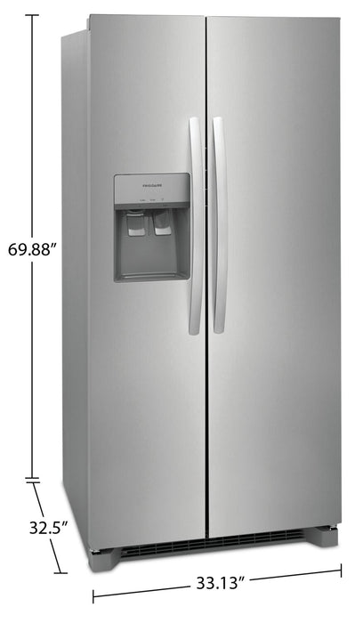 Réfrigérateur Frigidaire de 22,3 pi³ et de 33 po de profondeur standard à compartiments juxtaposés - acier inoxydable - FRSS2323AS