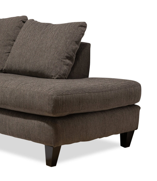 Sofa sectionnel de droite Nofia 2 pièces fabriqué au Canada en chenille avec coussins décoratifs et pattes en bois - gris anthracite