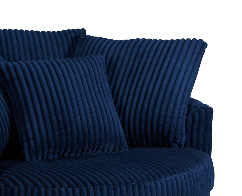 Fauteuil d’appoint Cuddler Grande de 48 po fabriqué au Canada en tissu de chenille - bleu Groove Midnight