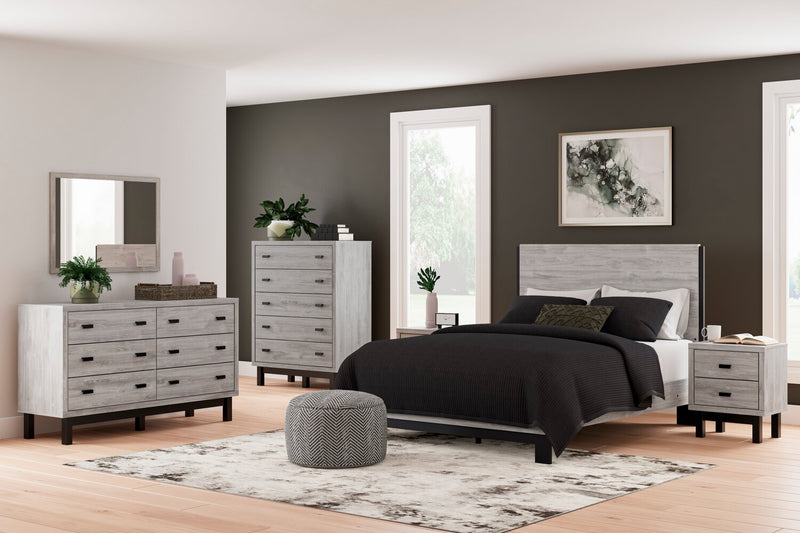 Ensemble de chambre à coucher Zen 5 pièces avec lit, commode et miroir, gris clair - format grand lit