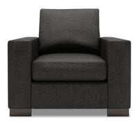  Fauteuil Track de Sofa Lab de 38 po fabriqué au Canada en tissu d’apparence lin avec accoudoirs rectilignes - gris Luna Kohl 