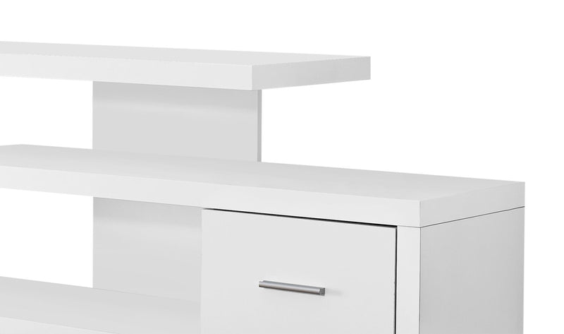 Meuble pour téléviseur moderne Rene de 60 po avec rangement et système de gestion des câbles pour téléviseurs jusqu’à 65 po - blanc