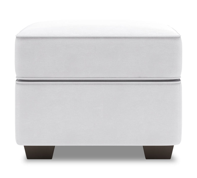Pouf personnalisable Roll de Sofa Lab de 24 po fabriqué au Canada en tissu d’apparence lin - blanc Pax Ice