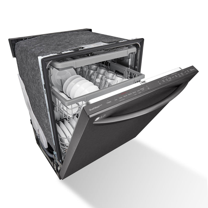 Lave-vaisselle intelligent encastré LG à 46 dBA de 24 po avec commandes sur le dessus et QuadWashMC - acier inoxydable noir Smudge-ProofMD - LDTS5552D
