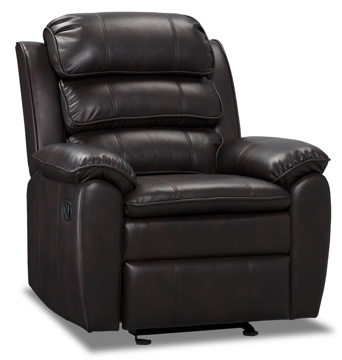 Fauteuil coulissant inclinable Adam de 34,45 po en tissu d’apparence cuir brun