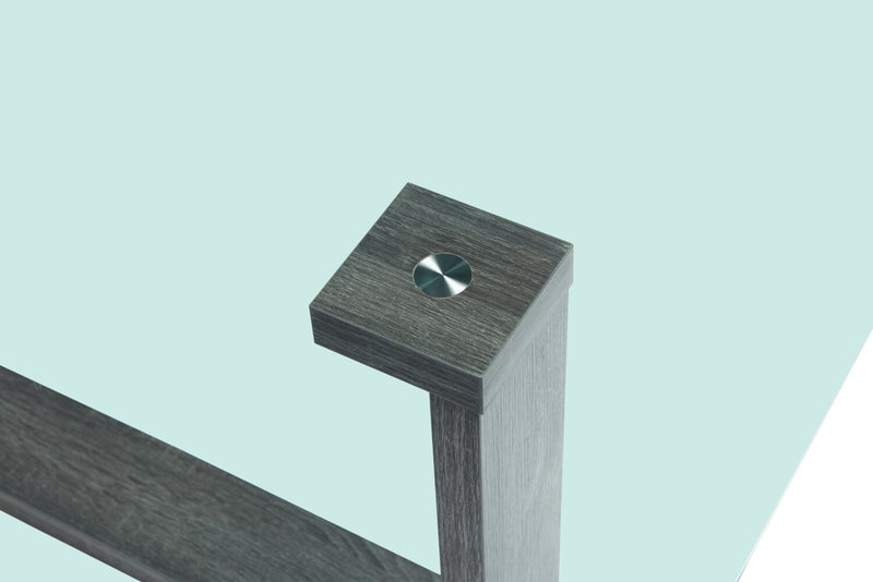 Table à café moderne California de 47,25 po avec dessus en verre - gris vieilli 