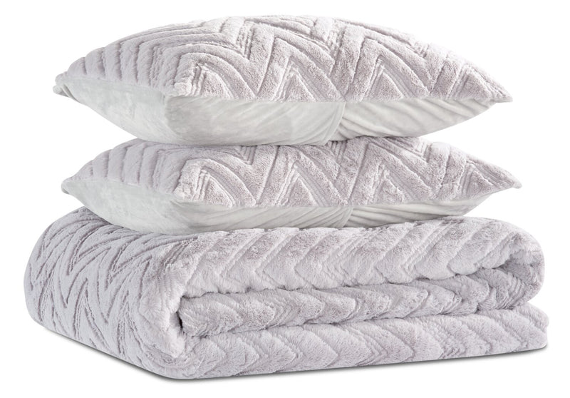 Ensemble d'édredon Tilda 3 pièces pour très grand lit - gris