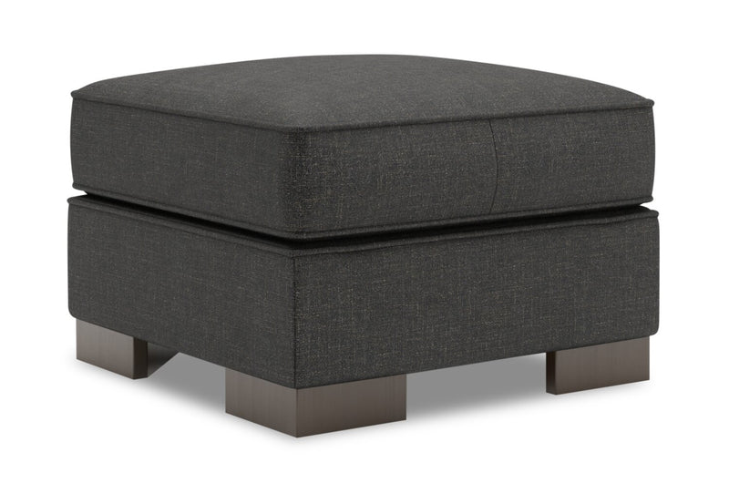 Pouf personnalisable Track de Sofa Lab de 24 po fabriqué au Canada en tissu d’apparence lin - gris Luna Kohl