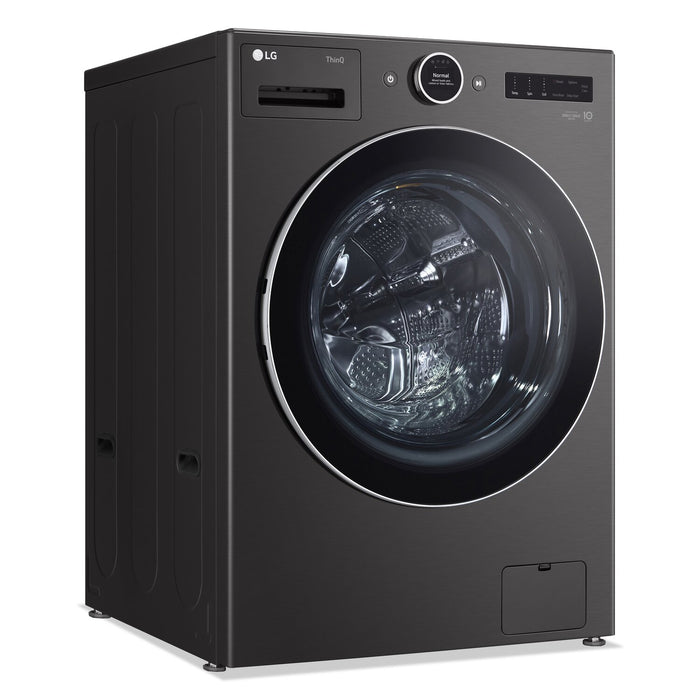Laveuse à la vapeur intelligente haute efficacité LG à chargement frontal de 5,8 pi³ - acier noir - superposable - WM6700HBA