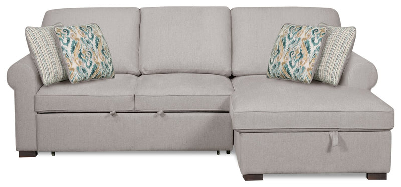 Sofa-lit sectionnel de droite Haven de Scott Living 2 pièces en tissu de chenille avec fauteuil long de rangement - gris