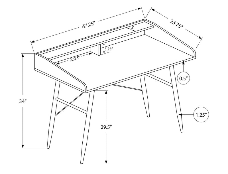 Bureau Jeremy de 47,25 po avec petite crédence - taupe