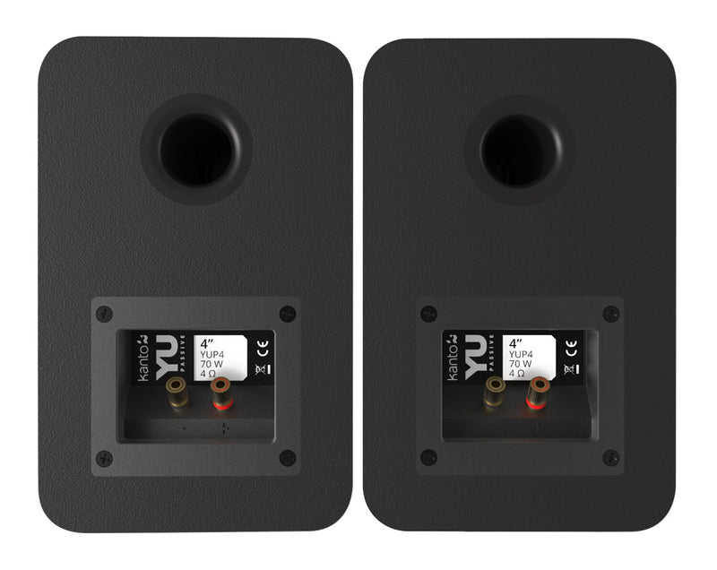 Haut-parleurs d'étagère passifs Kanto YU 4 po avec haut-parleur d’aigus 1 po, dôme en soie -noirs