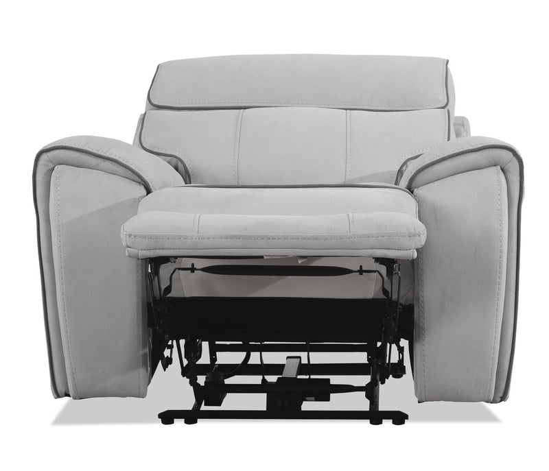 Fauteuil à inclinaison électrique Newport de Cindy Crawford Home de 43 po en suédine avec appuie-tête électrique - gris