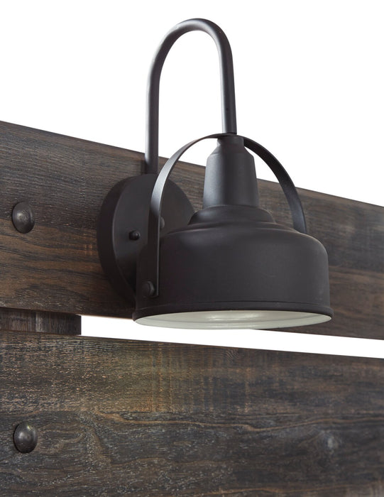 Tête de lit à panneau Abby avec éclairage à DEL et ports USB, brune - format très grand lit