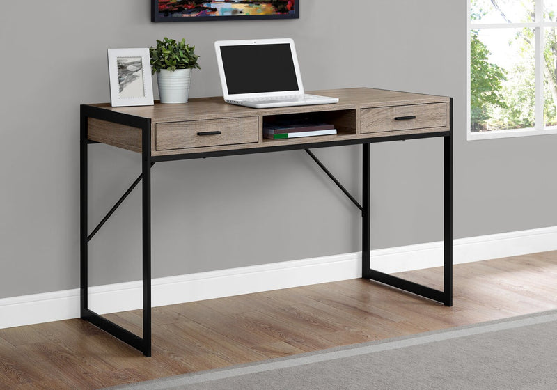 Bureau Xavier de 48 po à 2 tiroirs et compartiment - taupe