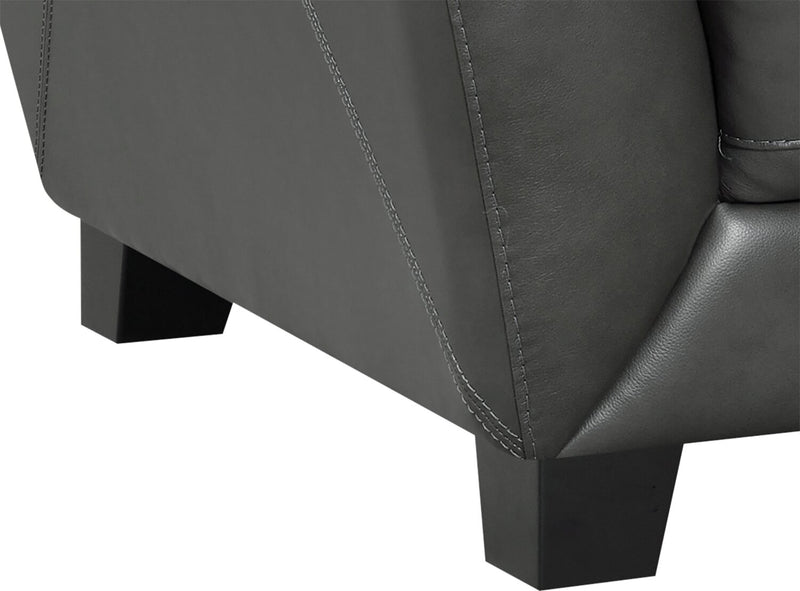 Sofa Lusso de Château d’Ax de 92 po en cuir véritable à 100 % avec pattes en bois - gris anthracite